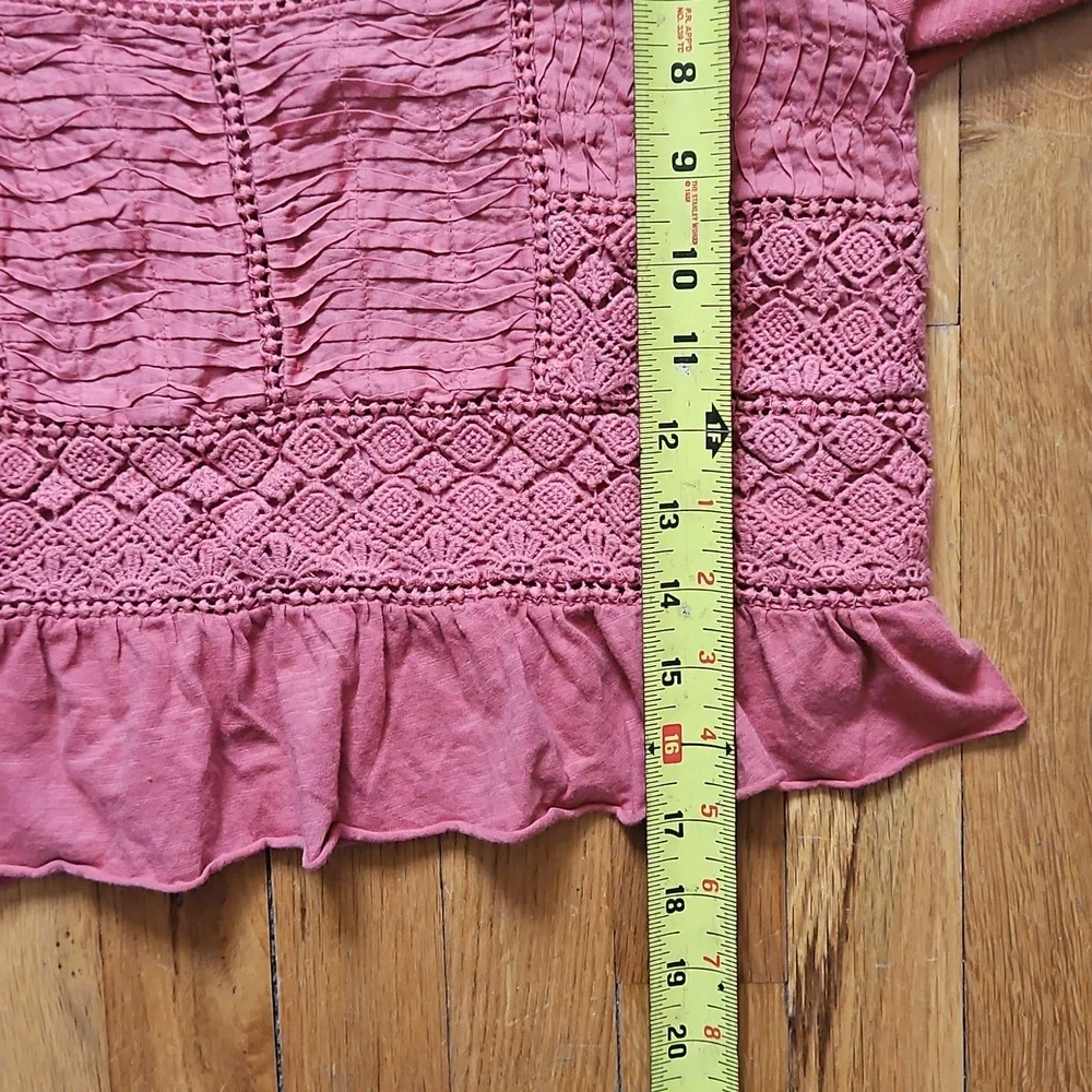 ANTHROPOLOGIE Rust quare neck crochet cotton Croppef top
